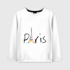 Детский лонгслив хлопок с принтом Красочный Париж , 100% хлопок | круглый вырез горловины, полуприлегающий силуэт, длина до линии бедер | башня | красочный париж | париж | туристические | франция | эльфивая башня