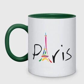 Кружка двухцветная с принтом Красочный Париж , керамика | объем — 330 мл, диаметр — 80 мм. Цветная ручка и кайма сверху, в некоторых цветах — вся внутренняя часть | Тематика изображения на принте: башня | красочный париж | париж | туристические | франция | эльфивая башня