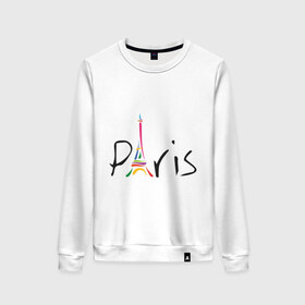 Женский свитшот хлопок с принтом Красочный Париж , 100% хлопок | прямой крой, круглый вырез, на манжетах и по низу широкая трикотажная резинка  | башня | красочный париж | париж | туристические | франция | эльфивая башня