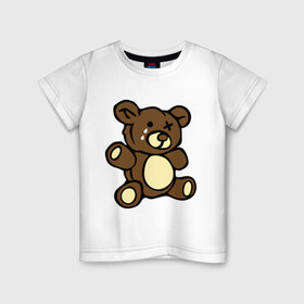 Детская футболка хлопок с принтом Плюшевый медведь , 100% хлопок | круглый вырез горловины, полуприлегающий силуэт, длина до линии бедер | животные | медведь | мишка | плюшевый медведь | слезки