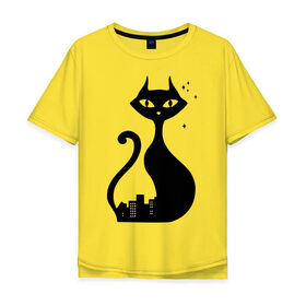 Мужская футболка хлопок Oversize с принтом влюбленные коты (Кошка) , 100% хлопок | свободный крой, круглый ворот, “спинка” длиннее передней части | 14 февраля 
 день святого валентина | влюбленные коты | все | для двоих | идеи подарков | киса | кошка | парные