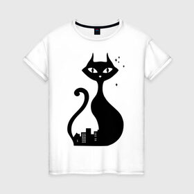 Женская футболка хлопок с принтом влюбленные коты (Кошка) , 100% хлопок | прямой крой, круглый вырез горловины, длина до линии бедер, слегка спущенное плечо | 14 февраля 
 день святого валентина | влюбленные коты | все | для двоих | идеи подарков | киса | кошка | парные