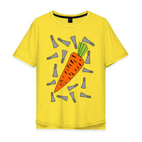 Мужская футболка хлопок Oversize с принтом морковка и кролик парная , 100% хлопок | свободный крой, круглый ворот, “спинка” длиннее передней части | 14 февраля | все | день святого валентина | для двоих | идеи подарков | морковка и кролик | парные