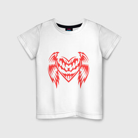 Детская футболка хлопок с принтом Крылатое сердце , 100% хлопок | круглый вырез горловины, полуприлегающий силуэт, длина до линии бедер | 14 | день святого валентина | крылатое сердце | крылья любви | любовь | сердца | сердце | февраля