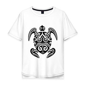 Мужская футболка хлопок Oversize с принтом Морская черепаха , 100% хлопок | свободный крой, круглый ворот, “спинка” длиннее передней части | морская | морская черепаха | трайблы и узоры | черепаха | черепашка