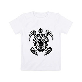 Детская футболка хлопок с принтом Морская черепаха , 100% хлопок | круглый вырез горловины, полуприлегающий силуэт, длина до линии бедер | морская | морская черепаха | трайблы и узоры | черепаха | черепашка