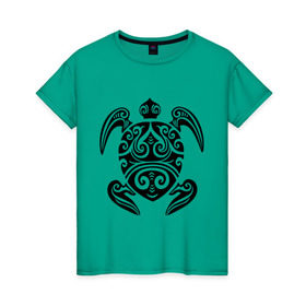 Женская футболка хлопок с принтом Морская черепаха , 100% хлопок | прямой крой, круглый вырез горловины, длина до линии бедер, слегка спущенное плечо | морская | морская черепаха | трайблы и узоры | черепаха | черепашка