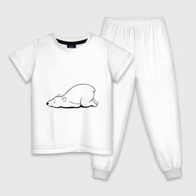 Детская пижама хлопок с принтом Белый медведь спит , 100% хлопок |  брюки и футболка прямого кроя, без карманов, на брюках мягкая резинка на поясе и по низу штанин
 | белый медведь | белый медведь спит | животное | мишка | мишутка | умка