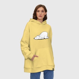 Худи SuperOversize хлопок с принтом Белый медведь спит , 70% хлопок, 30% полиэстер, мягкий начес внутри | карман-кенгуру, эластичная резинка на манжетах и по нижней кромке, двухслойный капюшон
 | белый медведь | белый медведь спит | животное | мишка | мишутка | умка