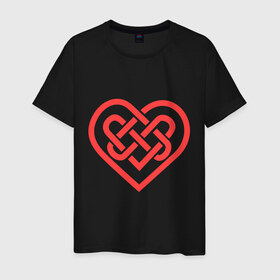 Мужская футболка хлопок с принтом Сердце из кельтских узоров , 100% хлопок | прямой крой, круглый вырез горловины, длина до линии бедер, слегка спущенное плечо. | 