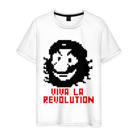 Мужская футболка хлопок с принтом Viva la revolution , 100% хлопок | прямой крой, круглый вырез горловины, длина до линии бедер, слегка спущенное плечо. | Тематика изображения на принте: че гевара