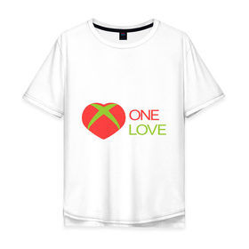 Мужская футболка хлопок Oversize с принтом Xbox - one love , 100% хлопок | свободный крой, круглый ворот, “спинка” длиннее передней части | Тематика изображения на принте: one love | xbox | одна любовь