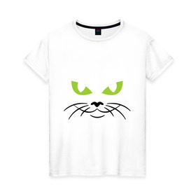 Женская футболка хлопок с принтом Кошачьи глазки , 100% хлопок | прямой крой, круглый вырез горловины, длина до линии бедер, слегка спущенное плечо | глазки | киса | кошачьи глазки | кошки | мурка | усы