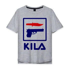 Мужская футболка хлопок Oversize с принтом Kila , 100% хлопок | свободный крой, круглый ворот, “спинка” длиннее передней части | 23 февраля | kila | выстрел | нож | пистолет | угроза