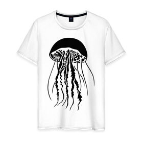 Мужская футболка хлопок с принтом Медуза , 100% хлопок | прямой крой, круглый вырез горловины, длина до линии бедер, слегка спущенное плечо. | Тематика изображения на принте: животные | медуза | море | прикольные картинки