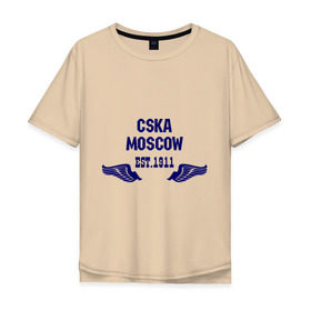 Мужская футболка хлопок Oversize с принтом CSKA Moscow , 100% хлопок | свободный крой, круглый ворот, “спинка” длиннее передней части | цска