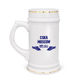 Кружка пивная с принтом CSKA Moscow ,  керамика (Материал выдерживает высокую температуру, стоит избегать резкого перепада температур) |  объем 630 мл | цска
