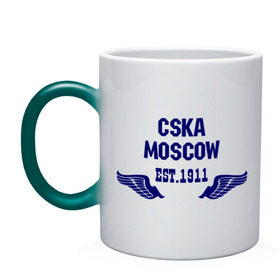 Кружка хамелеон с принтом CSKA Moscow , керамика | меняет цвет при нагревании, емкость 330 мл | цска