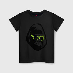 Детская футболка хлопок с принтом Горилла в очках , 100% хлопок | круглый вырез горловины, полуприлегающий силуэт, длина до линии бедер | гаврила | горилла в очках | животные | обезьяна | прикольные картинки
