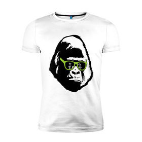 Мужская футболка премиум с принтом Горилла в очках , 92% хлопок, 8% лайкра | приталенный силуэт, круглый вырез ворота, длина до линии бедра, короткий рукав | гаврила | горилла в очках | животные | обезьяна | прикольные картинки