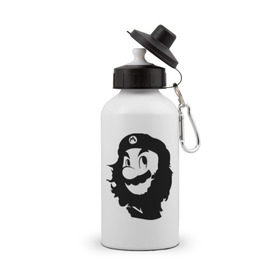 Бутылка спортивная с принтом Che Mario , металл | емкость — 500 мл, в комплекте две пластиковые крышки и карабин для крепления | Тематика изображения на принте: nintendo | марио | нинтендо | че гевара