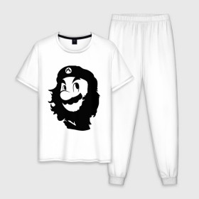 Мужская пижама хлопок с принтом Che Mario , 100% хлопок | брюки и футболка прямого кроя, без карманов, на брюках мягкая резинка на поясе и по низу штанин
 | nintendo | марио | нинтендо | че гевара