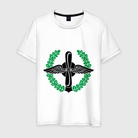 Мужская футболка хлопок с принтом Символ военно-воздушных сил , 100% хлопок | прямой крой, круглый вырез горловины, длина до линии бедер, слегка спущенное плечо. | крылья