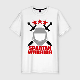 Мужская футболка премиум с принтом Spartan warrior , 92% хлопок, 8% лайкра | приталенный силуэт, круглый вырез ворота, длина до линии бедра, короткий рукав | 