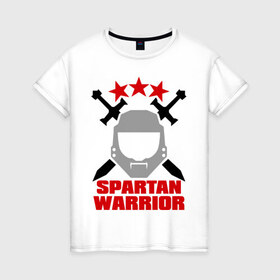 Женская футболка хлопок с принтом Spartan warrior , 100% хлопок | прямой крой, круглый вырез горловины, длина до линии бедер, слегка спущенное плечо | 