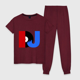 Женская пижама хлопок с принтом DJ vinyl , 100% хлопок | брюки и футболка прямого кроя, без карманов, на брюках мягкая резинка на поясе и по низу штанин | dj | dj vinyl | futbolka | rnb | для dj | клубные | музыка
