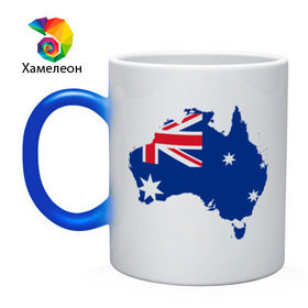 Кружка хамелеон с принтом Флаг Австралии , керамика | меняет цвет при нагревании, емкость 330 мл | 