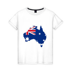 Женская футболка хлопок с принтом Флаг Австралии , 100% хлопок | прямой крой, круглый вырез горловины, длина до линии бедер, слегка спущенное плечо | 