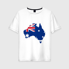 Женская футболка хлопок Oversize с принтом Флаг Австралии , 100% хлопок | свободный крой, круглый ворот, спущенный рукав, длина до линии бедер
 | 