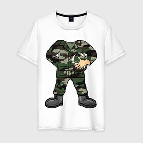 Мужская футболка хлопок с принтом Форма , 100% хлопок | прямой крой, круглый вырез горловины, длина до линии бедер, слегка спущенное плечо. | военный | защитник | каска | солдат | форма