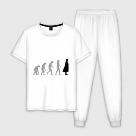 Мужская пижама хлопок с принтом Sherlock evolution , 100% хлопок | брюки и футболка прямого кроя, без карманов, на брюках мягкая резинка на поясе и по низу штанин
 | sherlock evolution | кино | мультфильмы и тв 
 шерлок холмс | сыщик | холмс
