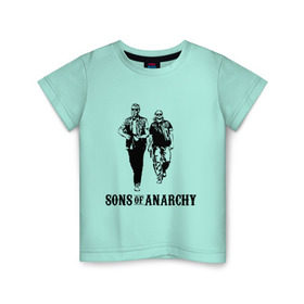 Детская футболка хлопок с принтом Сыны Анархии Клэй и Джекс , 100% хлопок | круглый вырез горловины, полуприлегающий силуэт, длина до линии бедер | кино | мультфильмы и тв | сыны анархии клэй и джекс