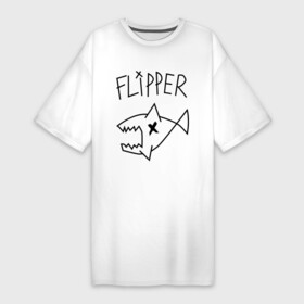 Платье-футболка хлопок с принтом Flipper ,  |  | nirvana | акула | курта кобейна flipper | музыка | рок