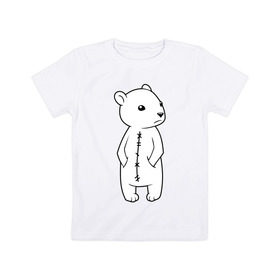 Детская футболка хлопок с принтом Белый мишка , 100% хлопок | круглый вырез горловины, полуприлегающий силуэт, длина до линии бедер | белый медведь | белый мишка | большой мишка | медведь | север | северный мишка