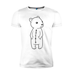 Мужская футболка премиум с принтом Белый мишка , 92% хлопок, 8% лайкра | приталенный силуэт, круглый вырез ворота, длина до линии бедра, короткий рукав | белый медведь | белый мишка | большой мишка | медведь | север | северный мишка