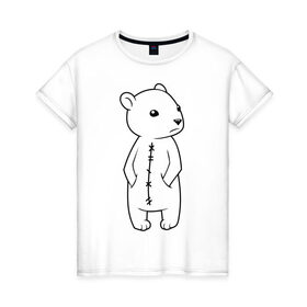 Женская футболка хлопок с принтом Белый мишка , 100% хлопок | прямой крой, круглый вырез горловины, длина до линии бедер, слегка спущенное плечо | белый медведь | белый мишка | большой мишка | медведь | север | северный мишка