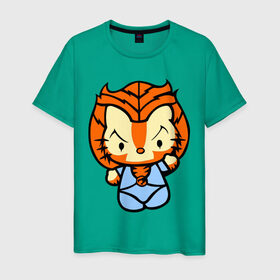Мужская футболка хлопок с принтом Kitty тигра , 100% хлопок | прямой крой, круглый вырез горловины, длина до линии бедер, слегка спущенное плечо. | Тематика изображения на принте: 
