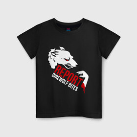 Детская футболка хлопок с принтом Direwolf , 100% хлопок | круглый вырез горловины, полуприлегающий силуэт, длина до линии бедер | direwolf | волк | игра престолов | кровь | сериалы | серый