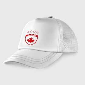 Детская кепка тракер с принтом Канада , Козырек - 100% хлопок. Кепка - 100% полиэстер, Задняя часть - сетка | универсальный размер, пластиковая застёжка | канада | спорт | хоккеист | хоккей | шайба