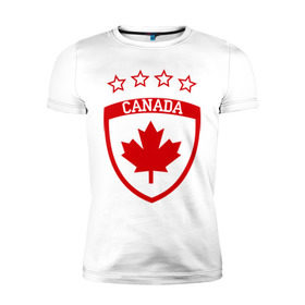 Мужская футболка премиум с принтом Канада , 92% хлопок, 8% лайкра | приталенный силуэт, круглый вырез ворота, длина до линии бедра, короткий рукав | канада | спорт | хоккеист | хоккей | шайба