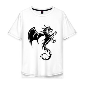 Мужская футболка хлопок Oversize с принтом Крылатый дракон , 100% хлопок | свободный крой, круглый ворот, “спинка” длиннее передней части | Тематика изображения на принте: 