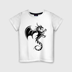 Детская футболка хлопок с принтом Крылатый дракон , 100% хлопок | круглый вырез горловины, полуприлегающий силуэт, длина до линии бедер | 