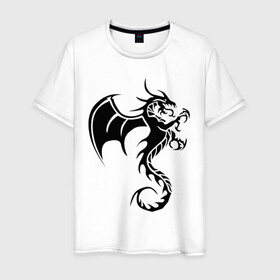 Мужская футболка хлопок с принтом Крылатый дракон , 100% хлопок | прямой крой, круглый вырез горловины, длина до линии бедер, слегка спущенное плечо. | 