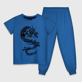 Детская пижама хлопок с принтом Дракон орнамент , 100% хлопок |  брюки и футболка прямого кроя, без карманов, на брюках мягкая резинка на поясе и по низу штанин
 | дракон | дракон орнамент | прикольные картинки 
большой дракон | трайблы и узоры
