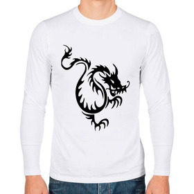 Мужской лонгслив хлопок с принтом Китайский водяной дракон , 100% хлопок |  | дракон | китайский водяной дракон | прикольные картинки | трайблы и узоры