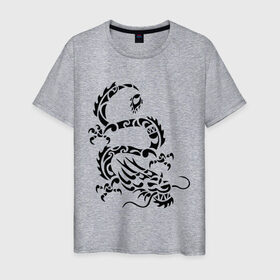Мужская футболка хлопок с принтом Китайский дракон , 100% хлопок | прямой крой, круглый вырез горловины, длина до линии бедер, слегка спущенное плечо. | китайский дракон | прикольные картинки | трайблы и узоры